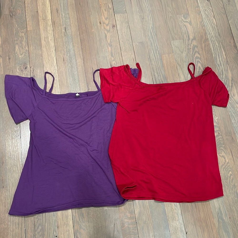 Purple and red shirts